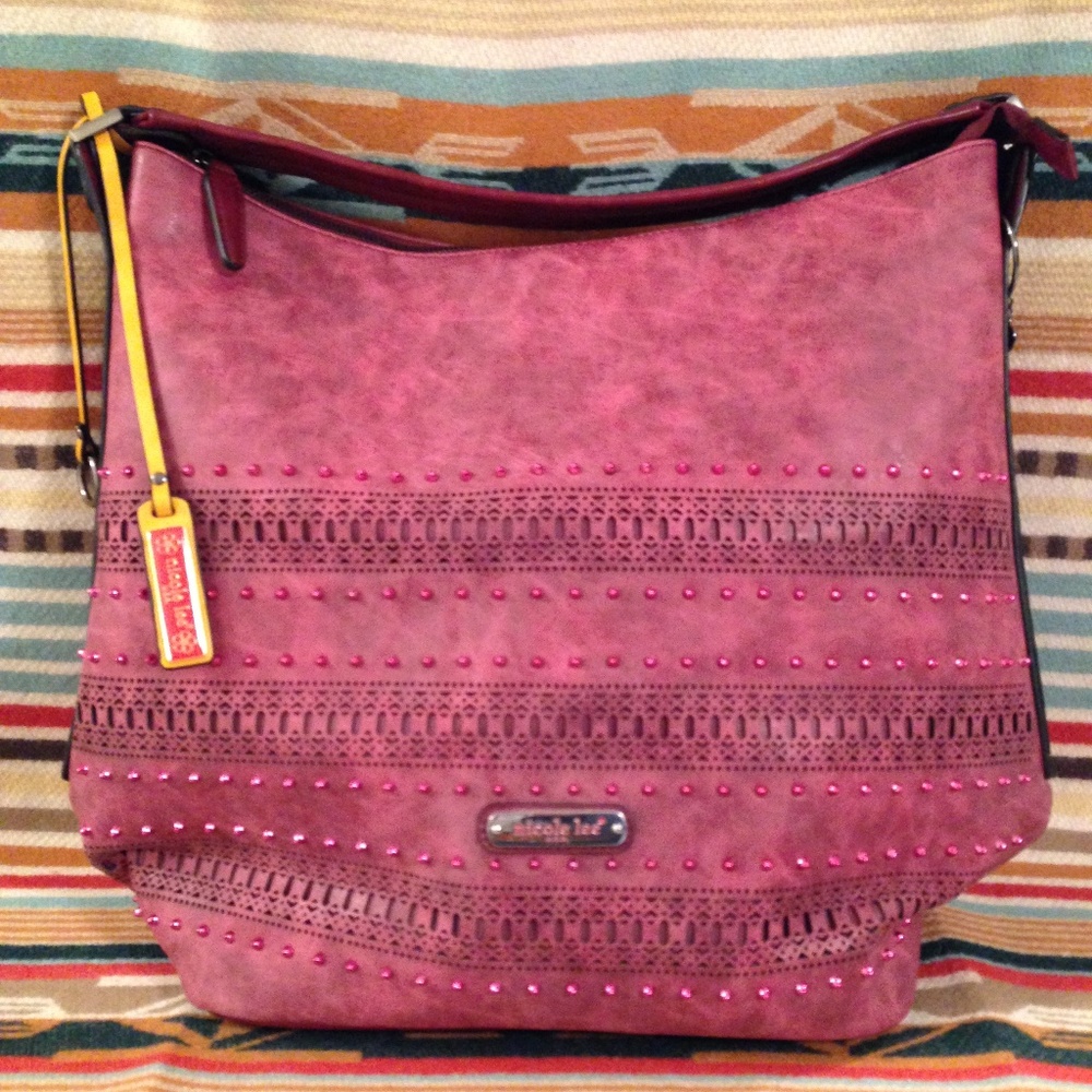 NWOT Nicole Lee Purple Perforated Sloan Hobo Bag